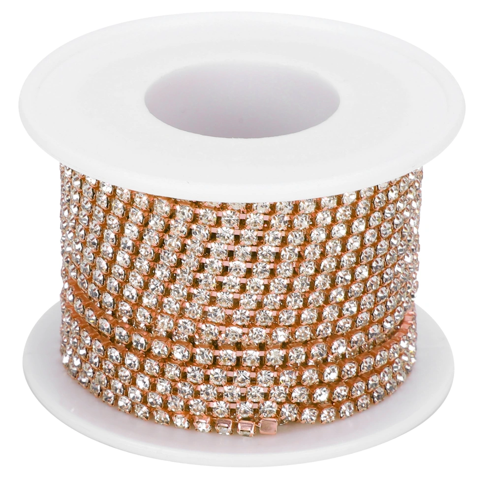 SS8‑2.5mm 10 Yard Artificial Diamond Chain DIY Home Craft Wedding Decoration ChainRose Gold