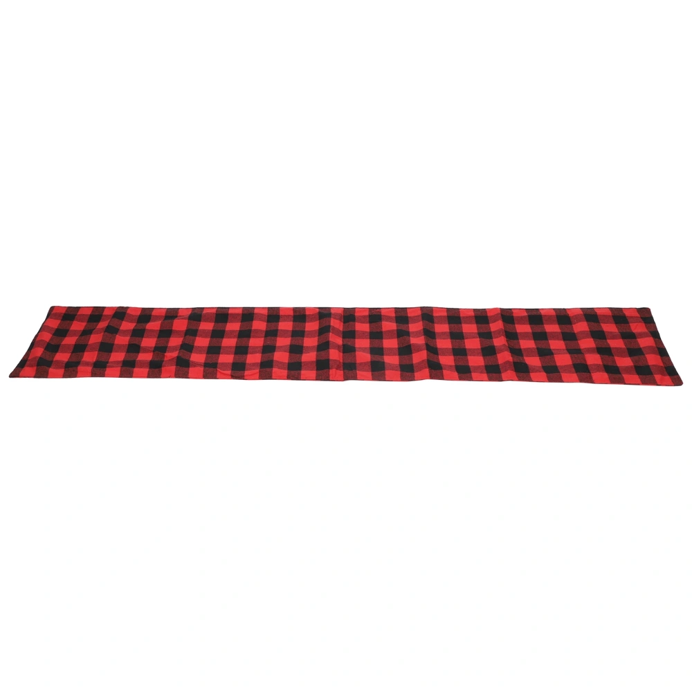 Plaid Tablecloth Dustproof Table Cover Hand‑Made Decorative Cloth Home Decoration Red + Black