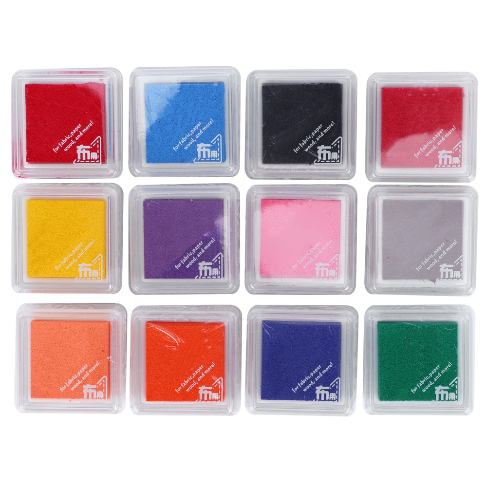 12Pcs Craft Ink Pad Stamp Single Metallic 11 Colors DIY Paper Wood Cloth Printing Pad