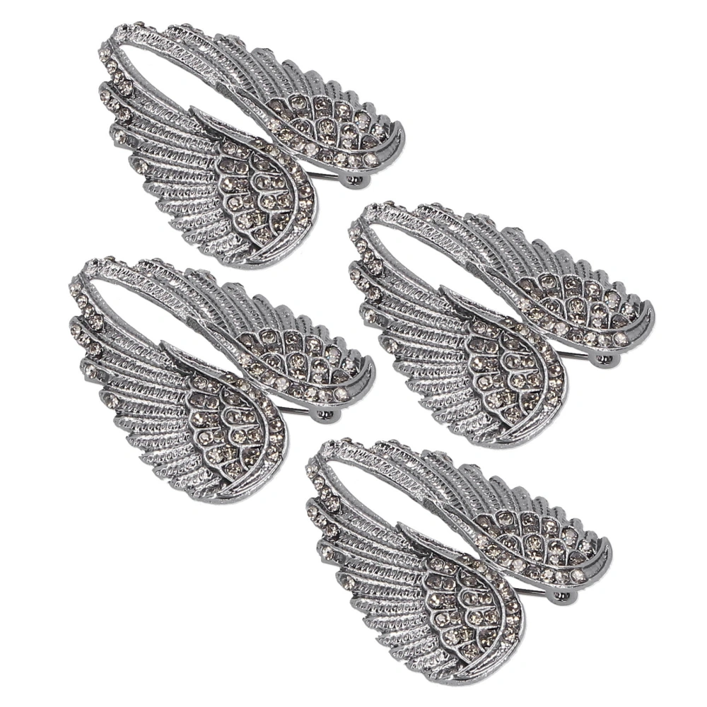 4Pcs Brooch Pin Diamond Angel Wing Pattern Cute Fashion Lapel Pin Coat Badges AccessoryBlack