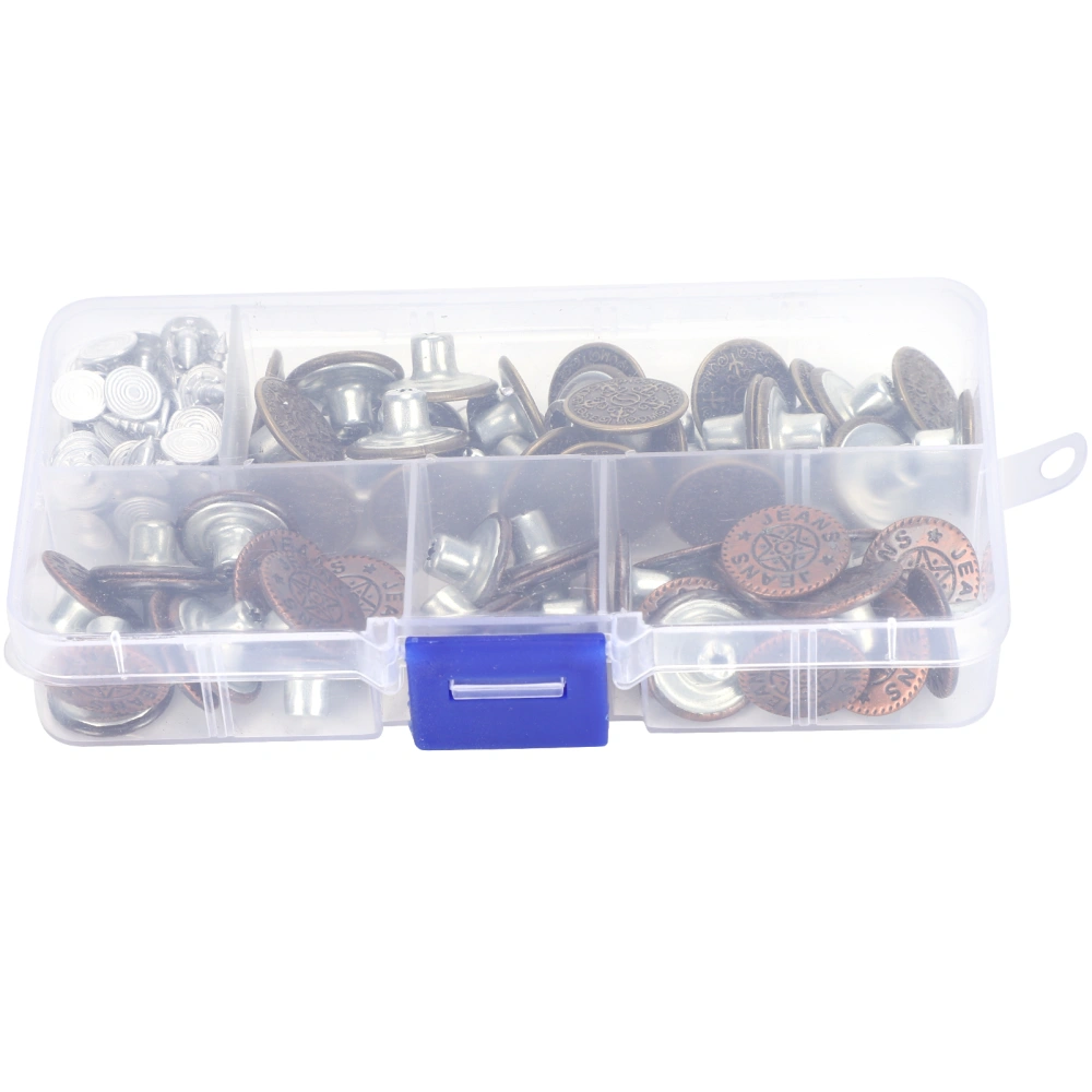 2 Box Jeans Buttons with Storage Case Tack Iron Pants Buckless Clothing Accessories