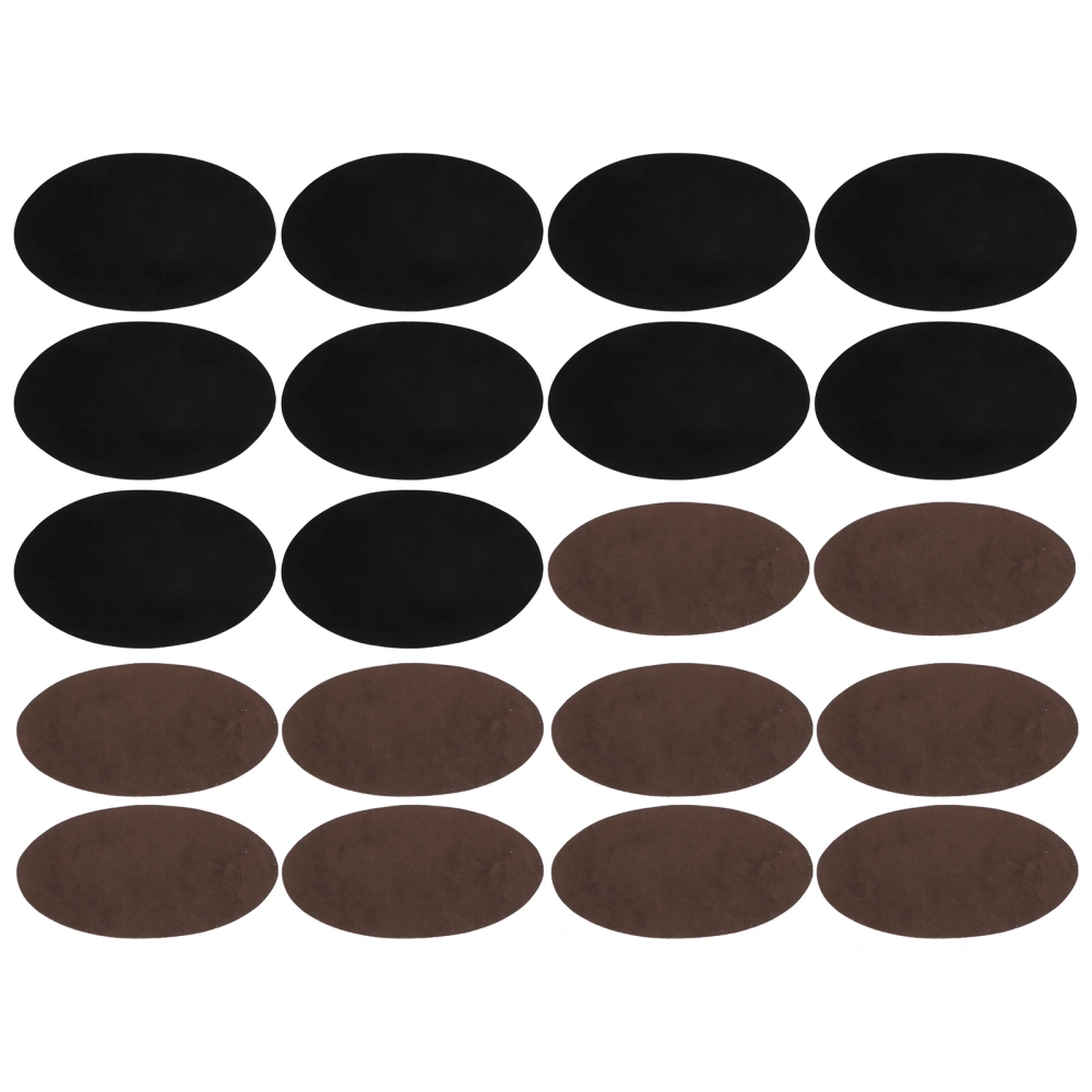 10 Pairs Iron Patches Flocking Adhesive Oval Sleeve Elbow Knee Cloth Repair DIY Decoration(5 Pairs of Black 5 Pairs of Coffee )