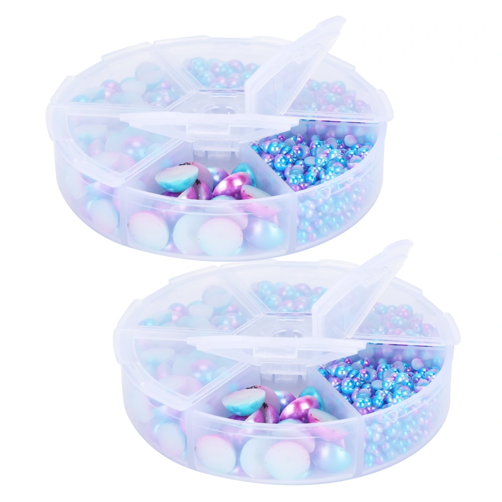 2Boxes Gradient Imitation Pearl Semicircular Nonporous Flat Back Decorative Accessories for Clothing DIY(Blue Purple )