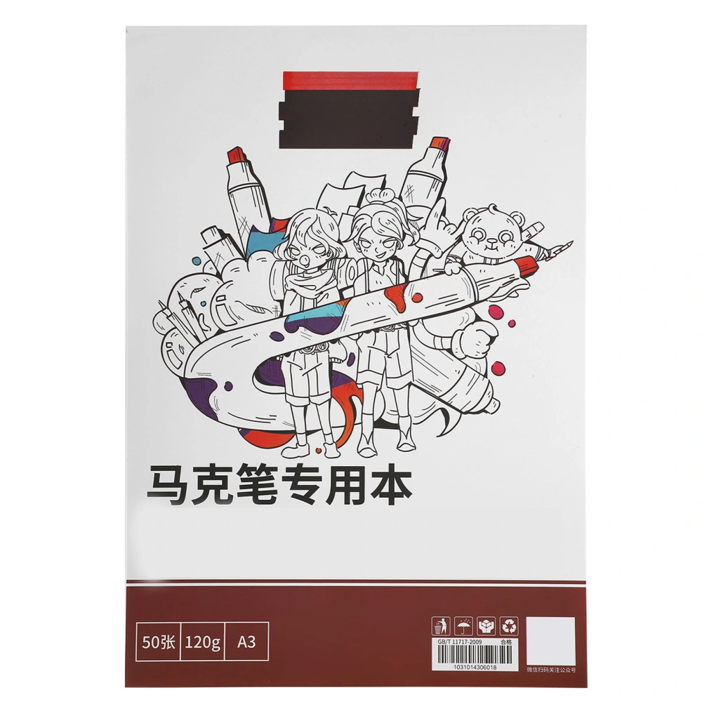 Painting Paper Book for Marker Pen Graffiti Hand Painted Art Student Drawing Accessories(A3（420 x 297mm） )