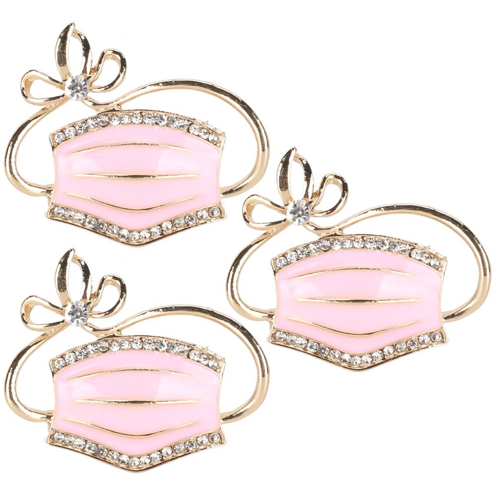 3Pcs HandMade Brooch Alloy Stylish Creativity Cute Personality Corsage Accessories(Pink )