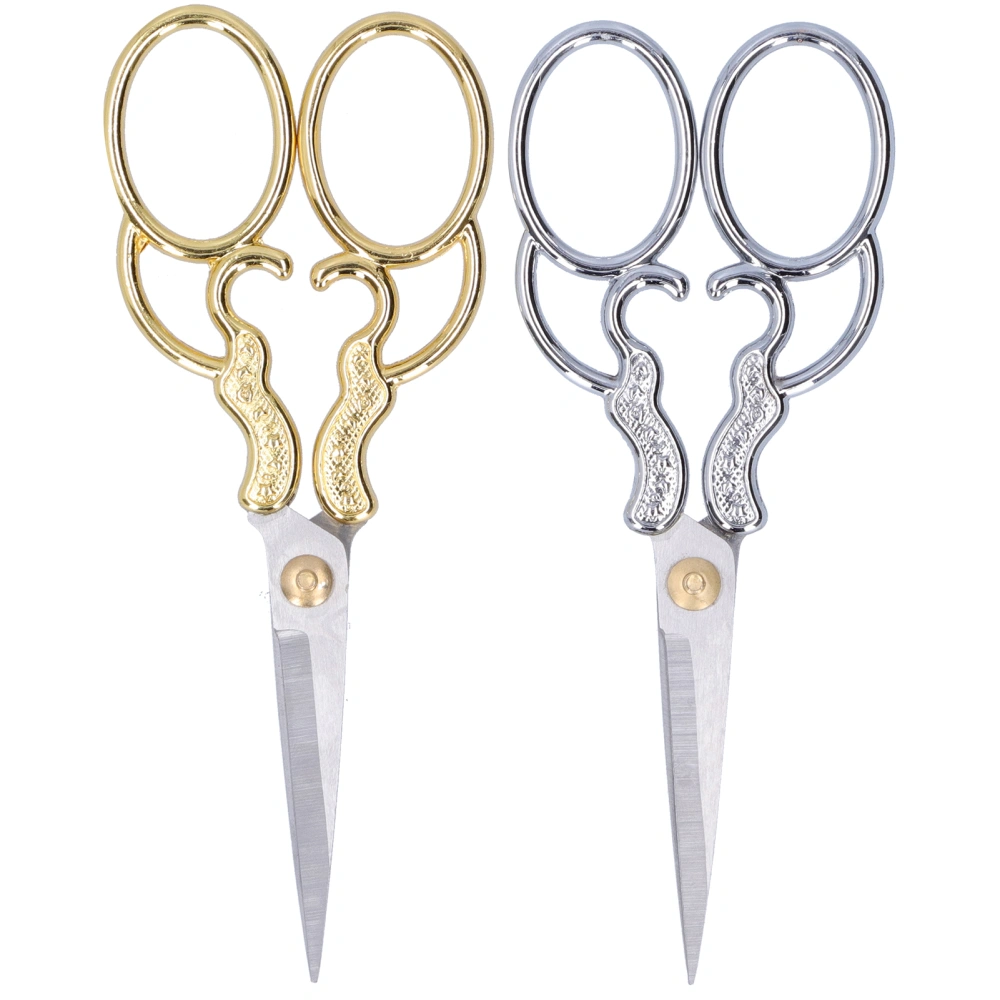 Sewing Scissors DIY Embroidery Vintage Stainless Steel Zinc Alloy Tailor Supplies Gold Silver