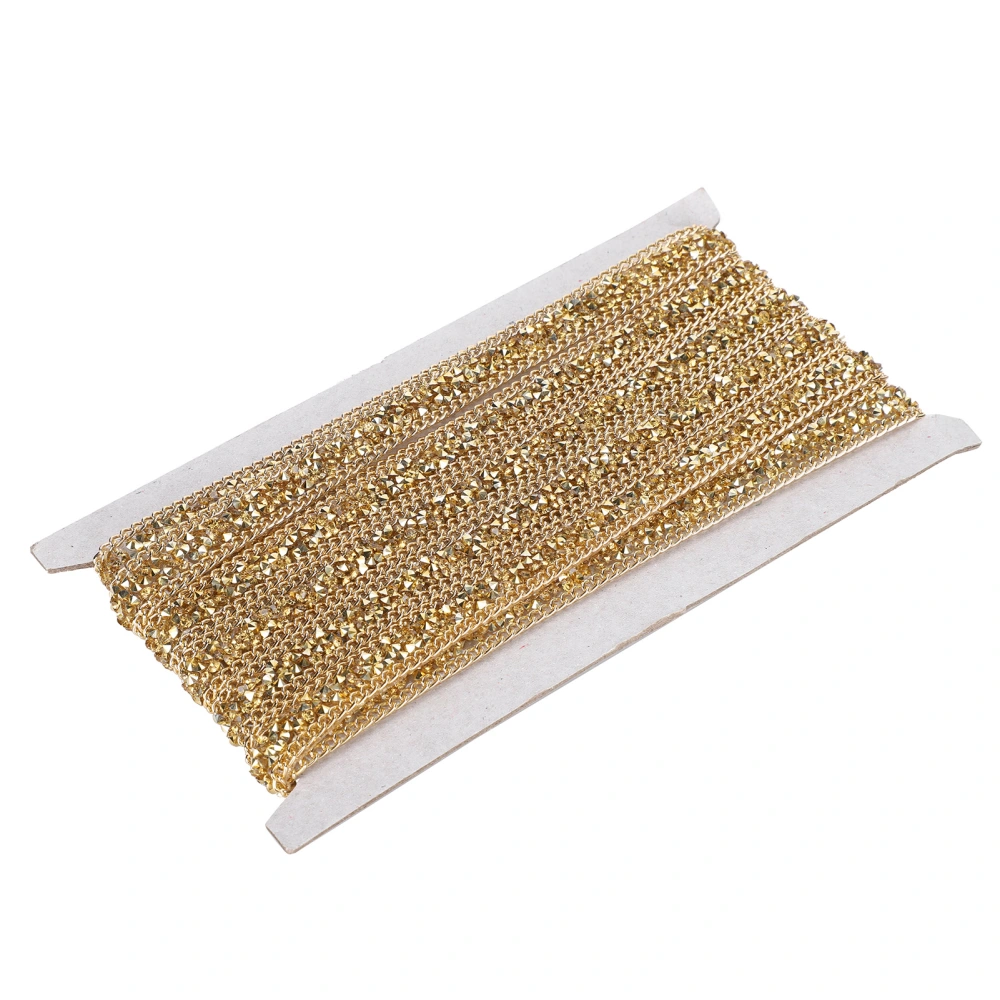 5 Yards Rhinestone Ribbon Crystal Mesh Roll Wrap Plastic Craft Decorations 1.5cm Golden