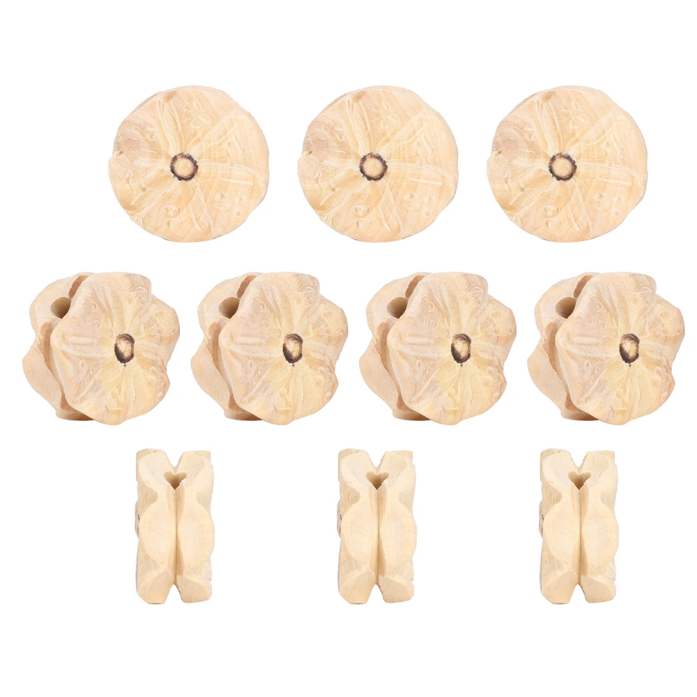 10Pcs Wooden Jewelry Making Accessories Boxwood Woodcarving DIY Hand‑Made Supplies