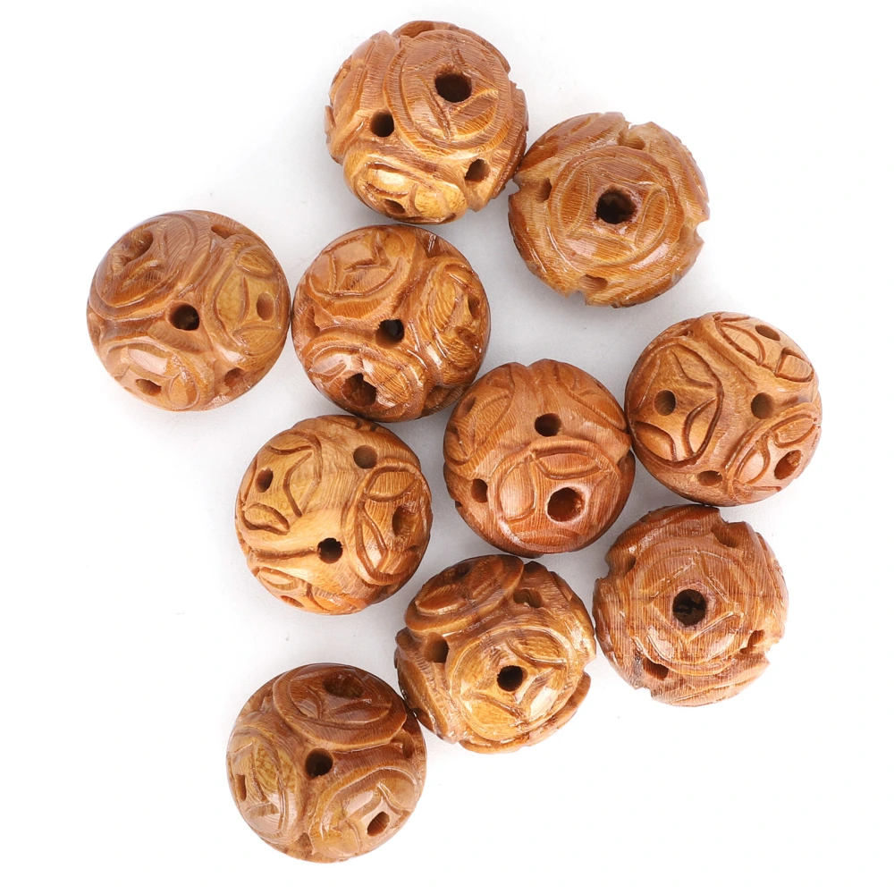 10Pcs Peach Wood Beads Carving for DIY Bracelet Necklace Crafts Pendants AccessoriesZ52 1.8cm