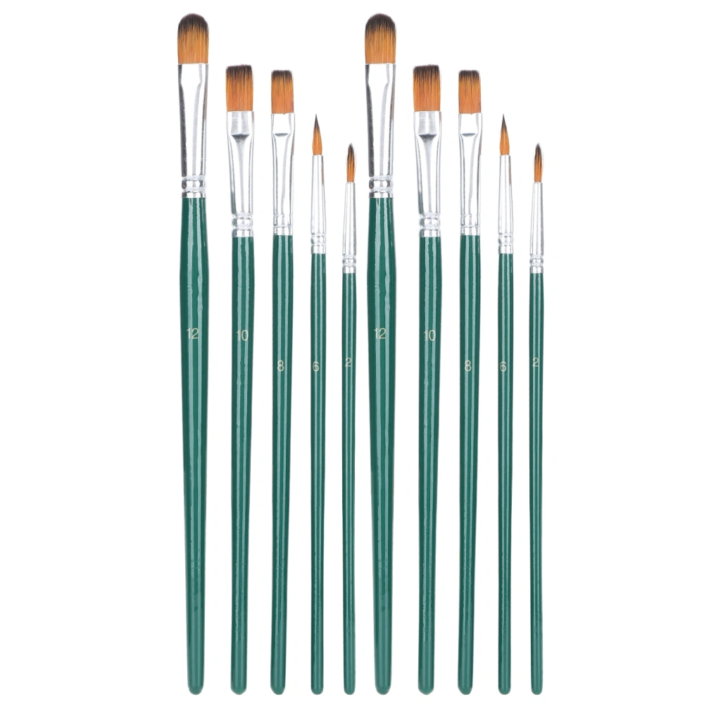 10pcs Artist Paint Brush Set Oil Acrylic Watercolor Gouache Painting Drawing Brush SetGreen