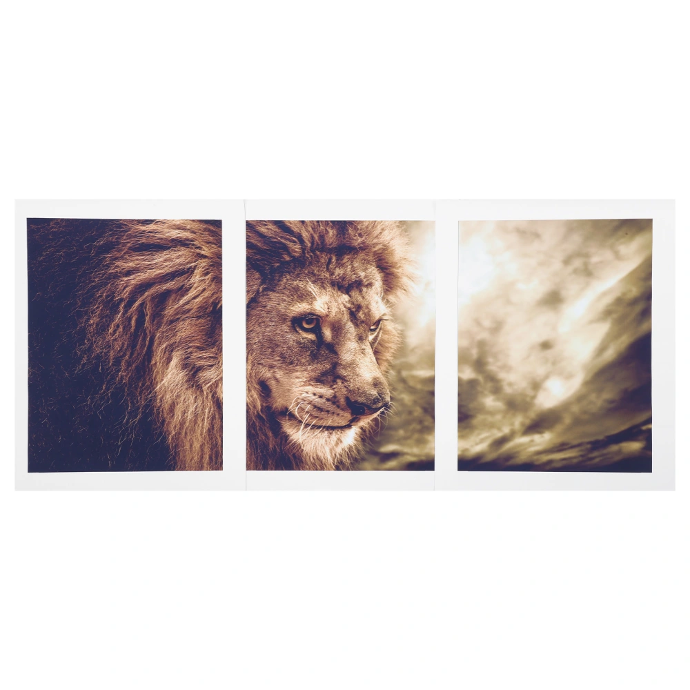 3Pcs Frameless Painting Canvas Lion Wall Art Animal Artwork Landscape Pictures Home Decoration