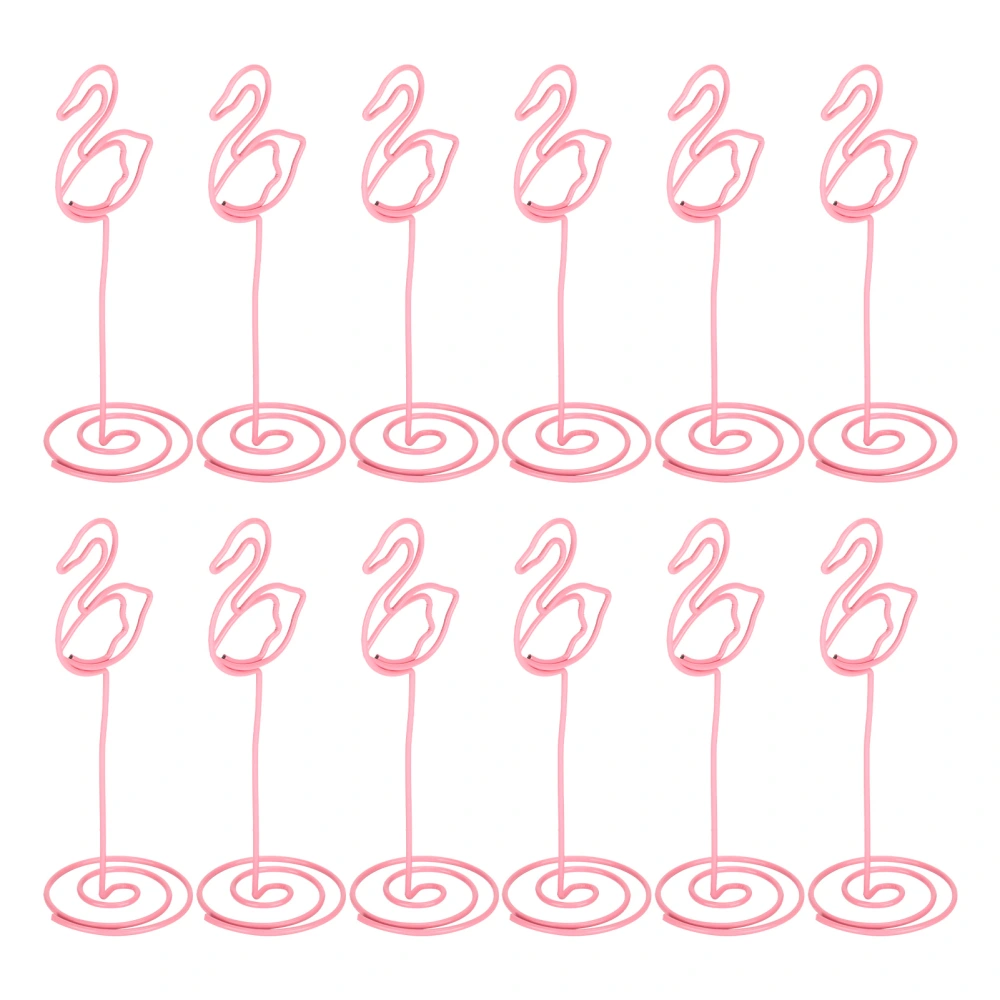 12Pcs Swan Photo Clip with Base Iron Wire Desktop Card Note Home Business Craft Supplies