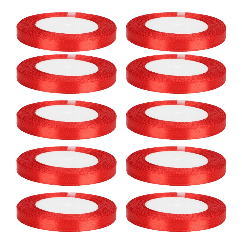 10 Rolls 25 Yards Satin Ribbon 0.4in Width Wrapping Decoration for Christmas Gift Crafts Party WeddingRed