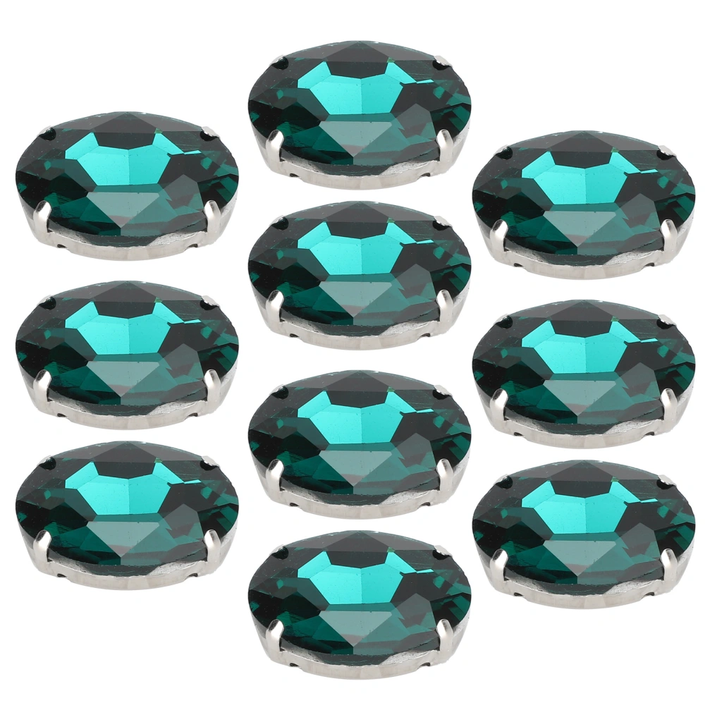 10pcs Sew On Rhinestones Crystals Shiny Buttons Decoration for DIY Crafts Clothes Shoes Bags0.71 x 0.98in Green Oval