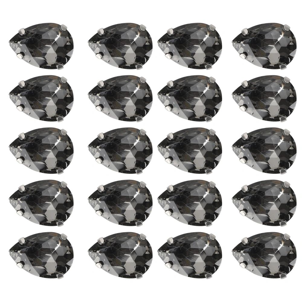 20Pcs DIY Claw Diamonds Wedding Dress Retro Fashion Craft Glass Clothing Decorations15 x 18mm Coconut Grey Drop Shaped Glass Claw Diamond