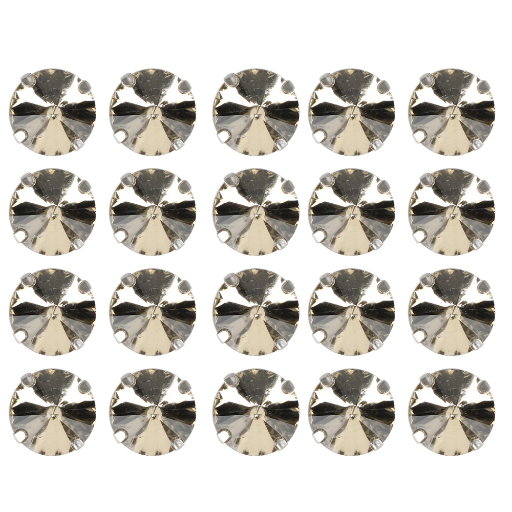 20Pcs DIY Claw Diamonds Wedding Dress Retro Fashion Craft Glass Clothing Decorations17mm Light Brown Round Glass Claw Diamond