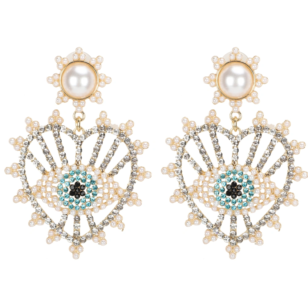 Earrings Alloy Fashion Diamond‑Studded Pearl Eye Ear Drop Dangle Bohemian Jewelry