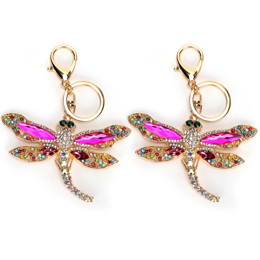 2Pcs Dragonfly Key Chain Stylish Metal Keyring Pendant for Coin Purse Phone Handbag Decorations