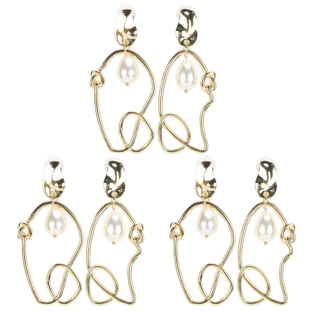 3 Pairs Earrings Irregular Geometric Shape Knotted Line All‑Match Fashion Dangle