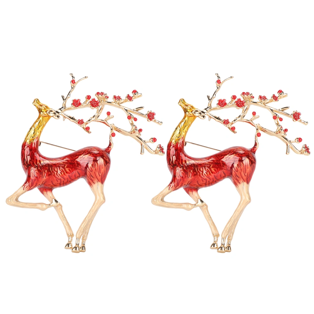 2Pcs Sika Deer Brooch Animal Fashion AllMatch Clothing Dress Coats Lapel Badges