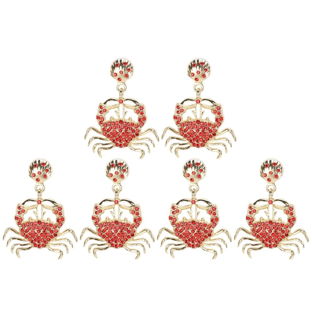 3 Pairs Earrings Diamond Little Crab Drop Dangle AllMatch Fashion Trend Jewelry