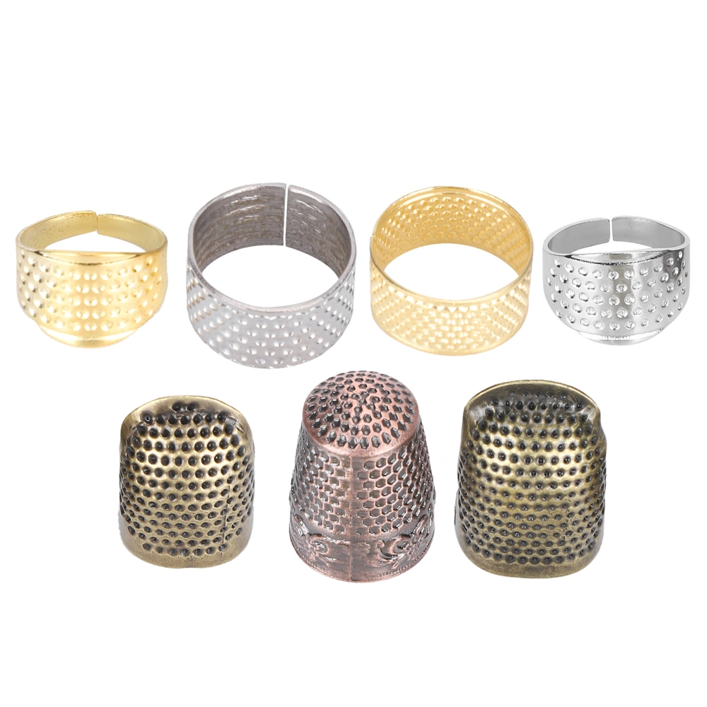 7pcs Sewing Thimble Set Adjustable Brass Copper Fingers Protection DIY Handcraft Supplies Accessory