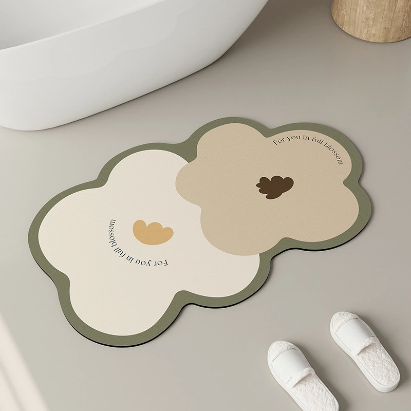 Domestic Toilet Non-slip Floral Foot Mat