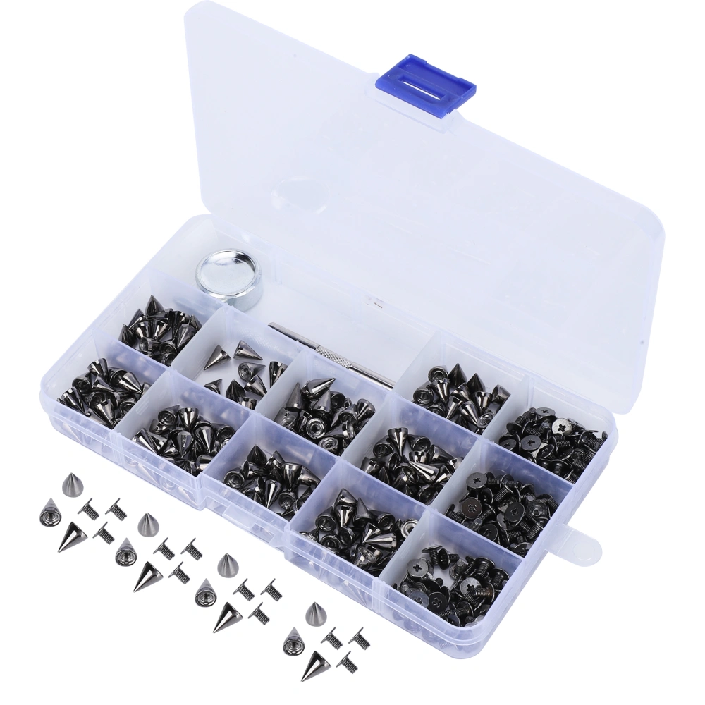 200Pcs Bullet Rivet Punk Nail Snap Fastener Tool Kit Zinc Alloy DIY Leather Craft Press Studs