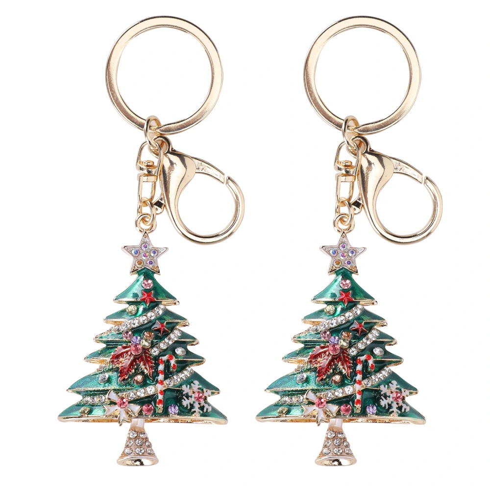 2Pcs Christmas Tree Keychain Pendant Fahionable Cute Clothing Accessories OranmentGreen