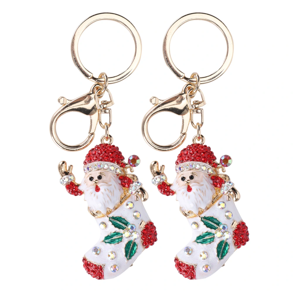 2Pcs Santa Keychain Pendant Cute Stylish Fahionable Decorative Hanging OrnamentsRed