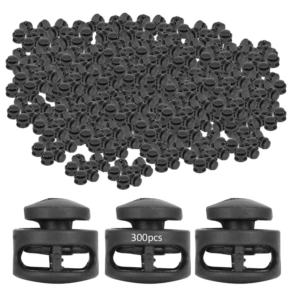 300Pcs Double Hole Spring Cord Locks Oblate Round Shape Nylon Clothing Accessories