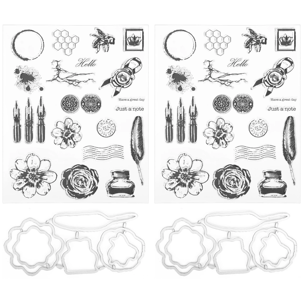 2 Set Vintage Clear Stamp Card Making DIY Scrapbooking Transparent Craft Modifications