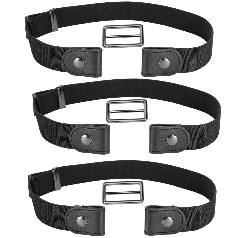 3 Set Elastic Belt Fashion Stretch with Buckle Clothing Accessories for Woman ManBlack