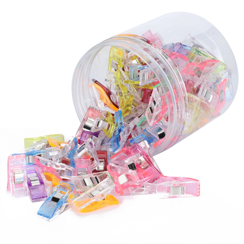 100Pcs Hemming Clips PatchWork Sewing Quilting Flat Head Plastic Colorful Fixed Clips