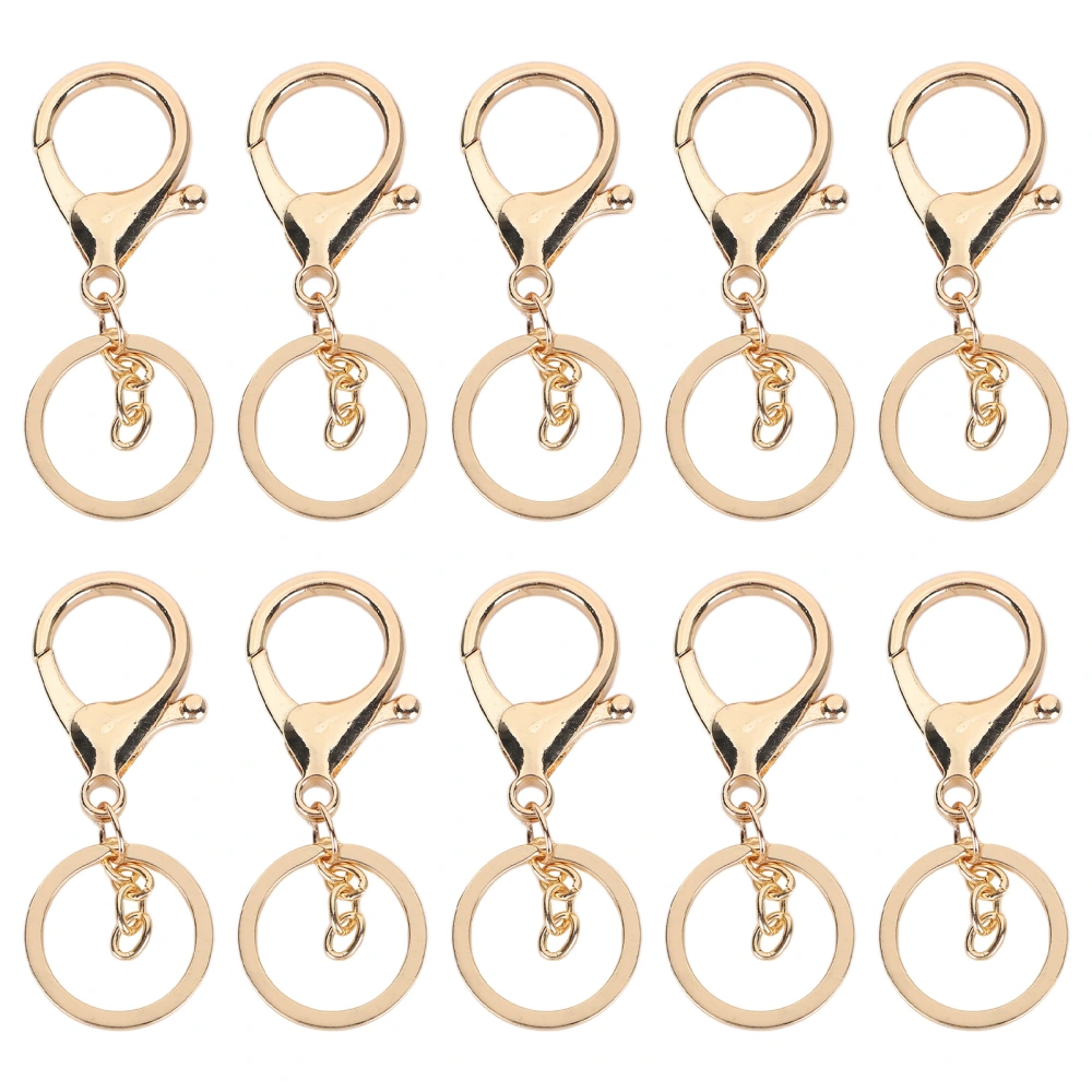 10Pcs Key Chain Plating Non Fading Simple Keychain Bag Buckle Lobster Clasp Hook(Gold )