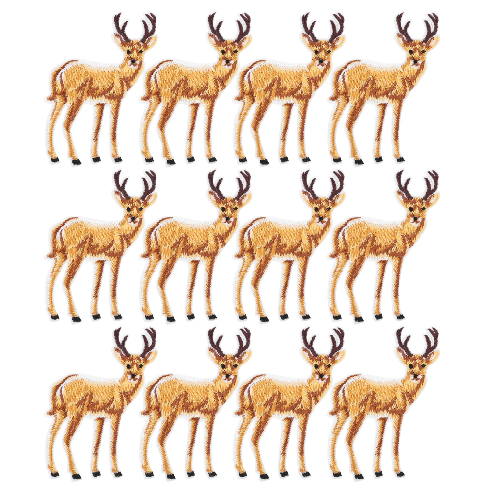 12Pcs Embroidery Cloth Stickers Deer Iron Motif Applique Patches Clothes Bag Accessories