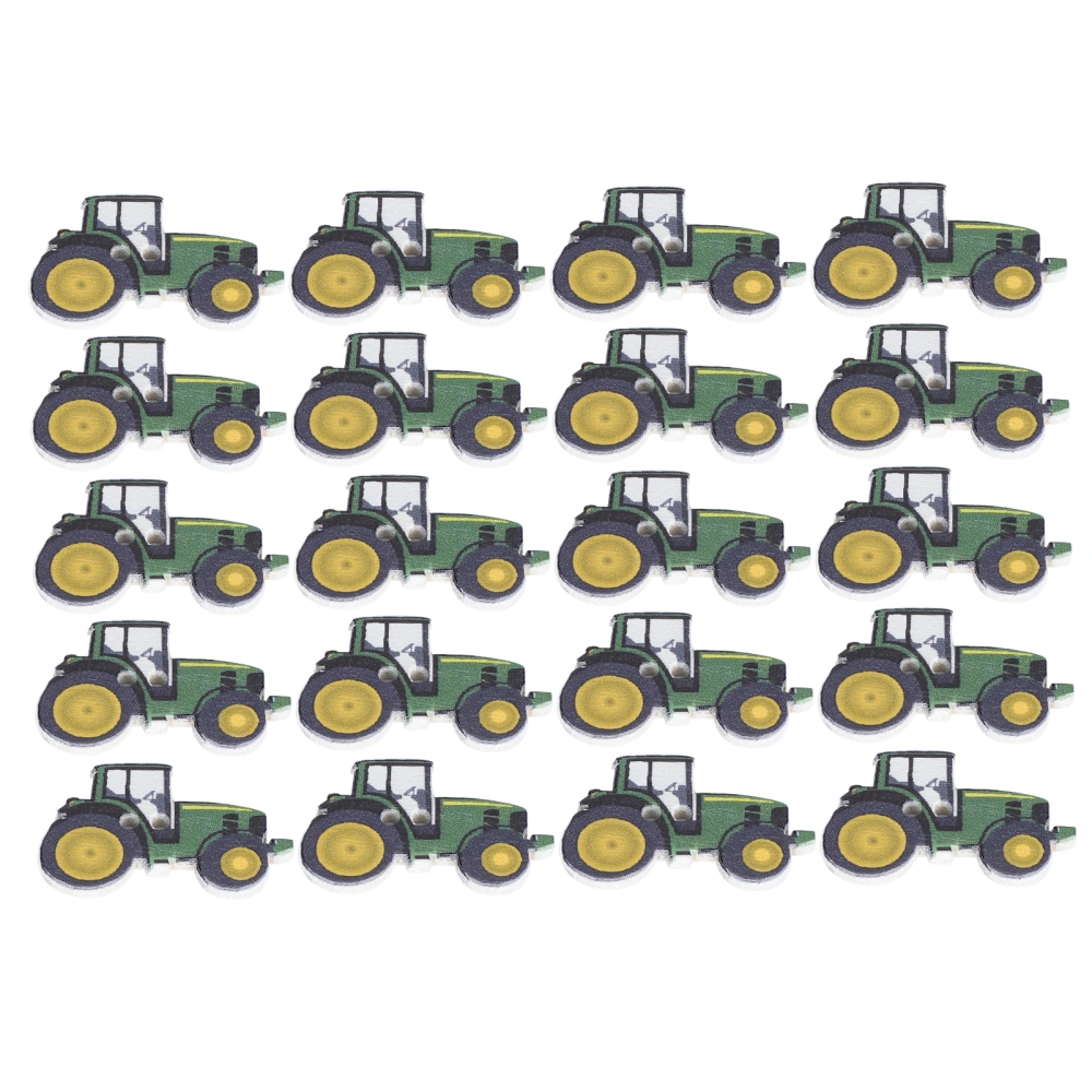 150pcs Wooden Button Cute Cartoon Tractor Painting Christmas Decoration for Clothes Backpack Wall Door