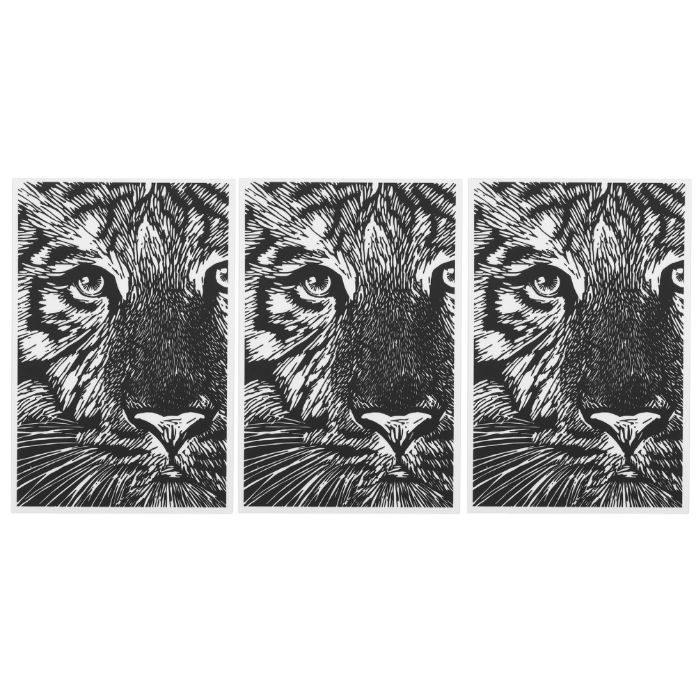 3Pcs Rubber Carving Blocks Tiger Face Pattern Engraving DIY Printing Stamping Blanks