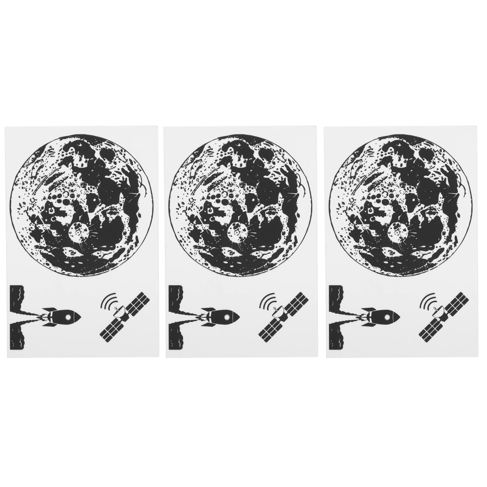 3pcs Professional TPR Rubber Stamp Clear Moon Pattern DIY Engraving Hand Carved Tools