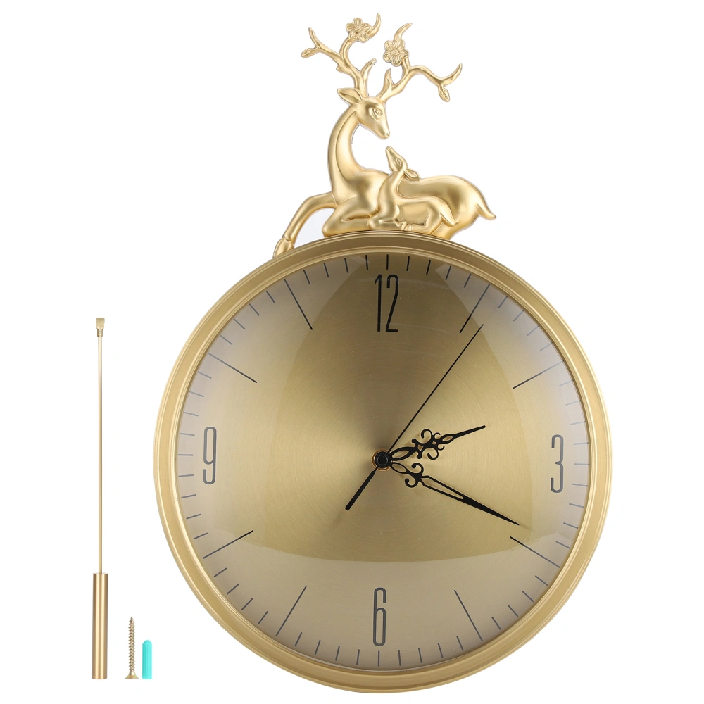 Brass Wall Hanging Clock Deer Head Simple Style Decoration for Office Home Living Room