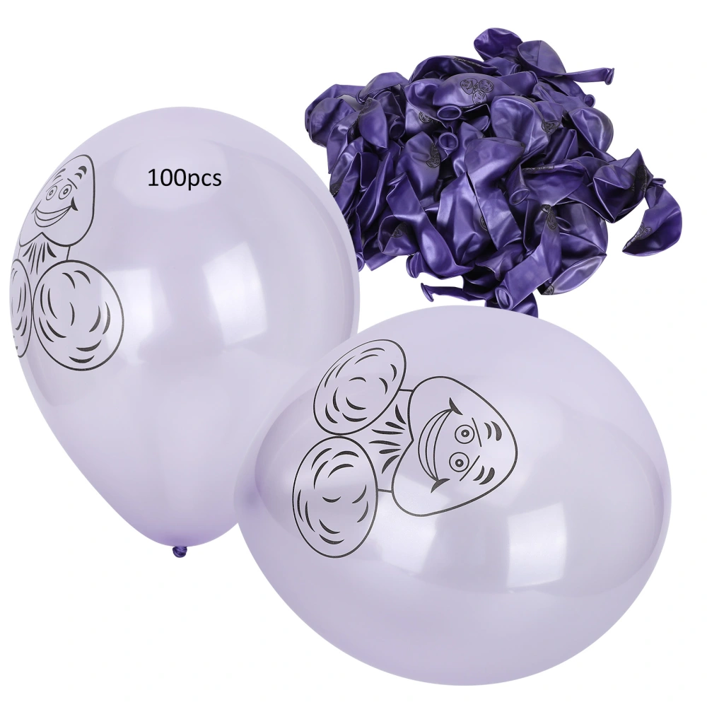 100Pcs Party Balloons Purple Latex Ball Printed Ghost Head Pattern Birthday Wedding Decoration