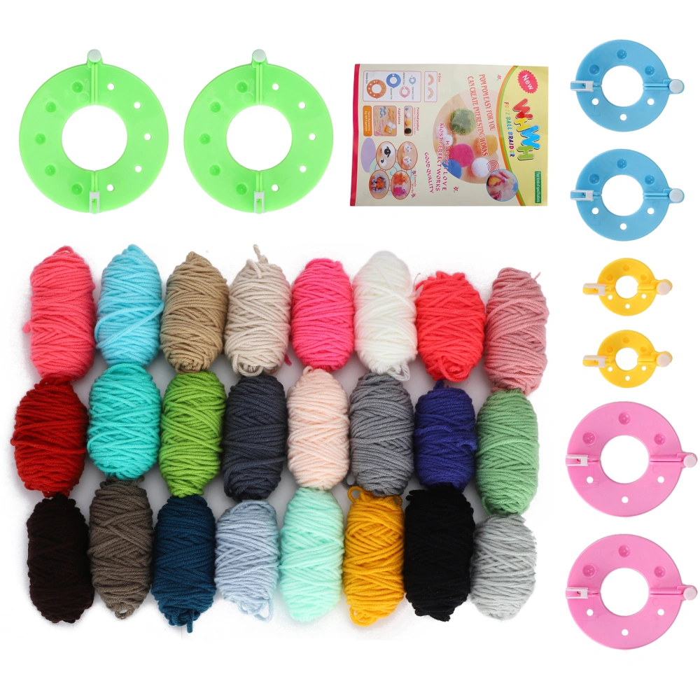 Pompom Maker Kits Fluff Ball Weaver DIY 24 Color Wool Yarn Knitting Handicraft Gifts