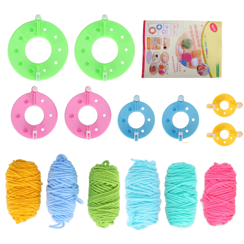 Pompom Maker Kits Colorful Fluff Ball Weaver DIY 6 Color Wool Yarn Knitting Craft Gifts