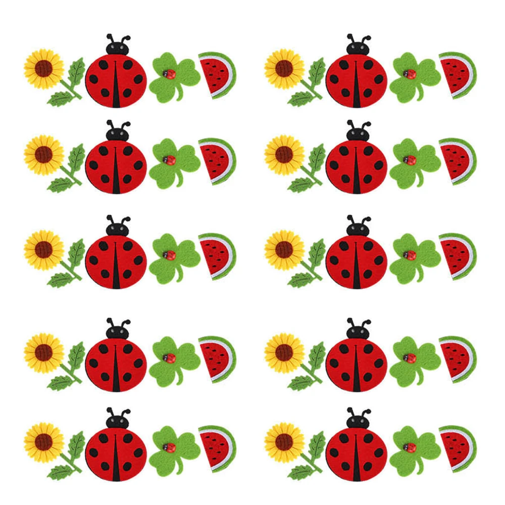 40Pcs Decoration Felt Insects Plants Cartoon Pattern Wall Hanging DIY Hand‑Made Kids Gifts