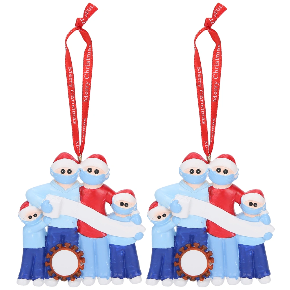 2pcs Christmas Decoration Blessing Tree Hanging Pendant Resin Personalized Holiday Decor