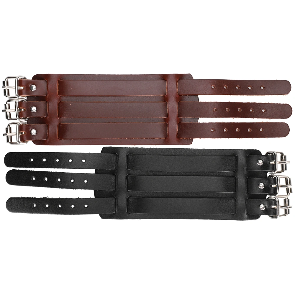 2Pcs Punk Wristband Adjustable Faux Leather Bracelets Cuff Wrist Band Accessories