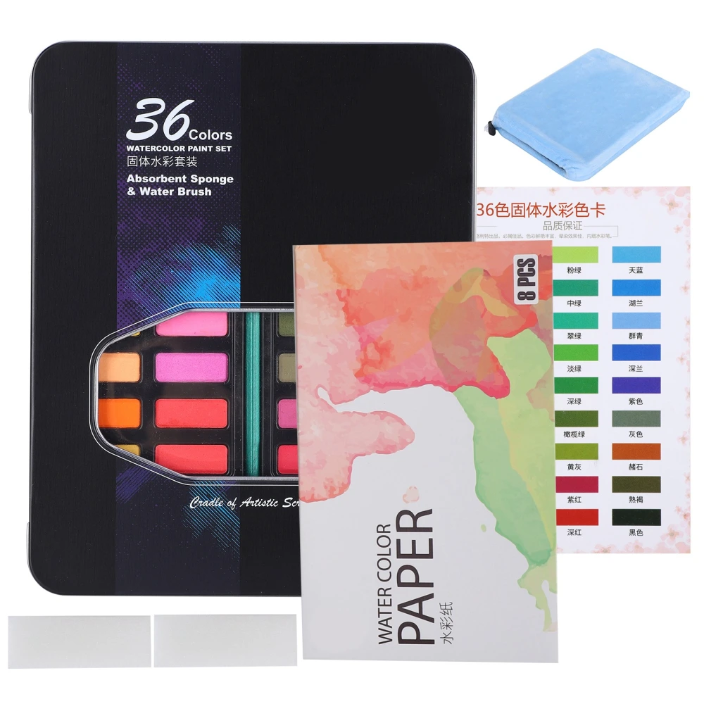 36 Colors Watercolor Paint Set Solid Painting Pigment Travel Kit for Beginners Artists Hobbyists