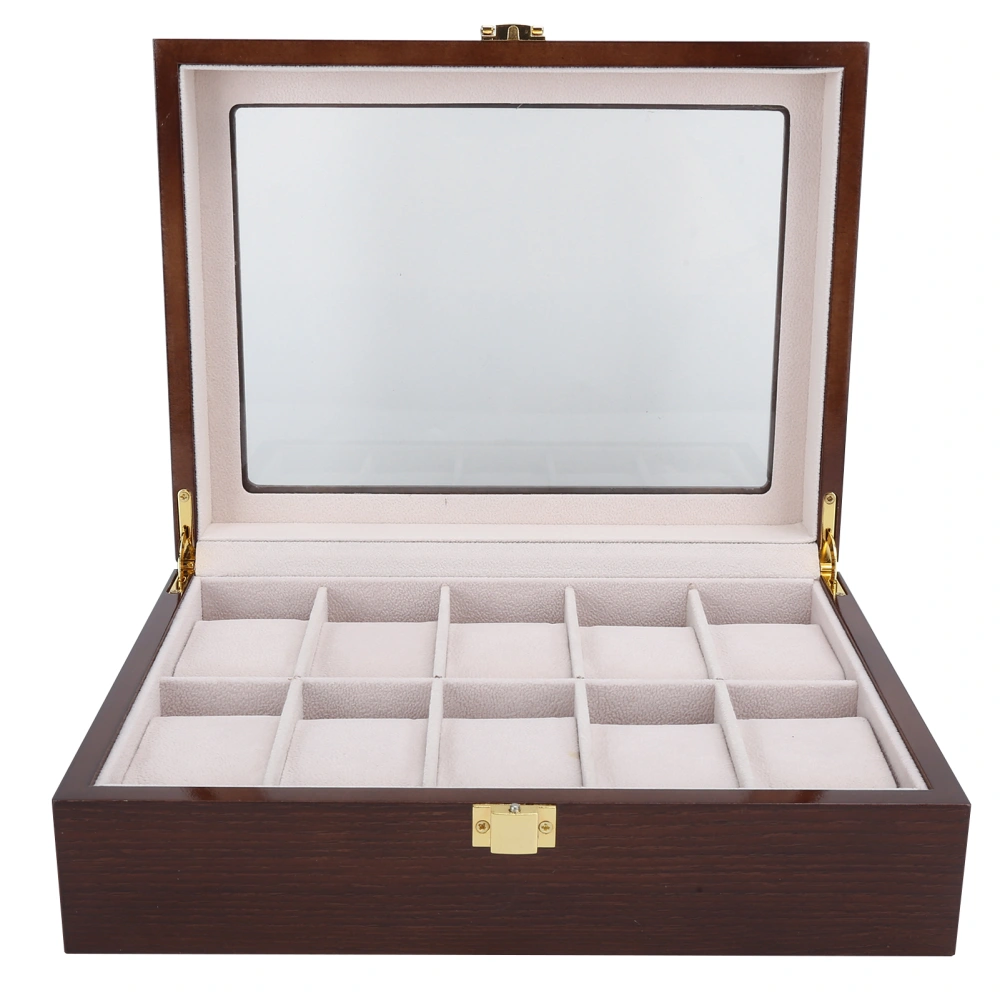 Watch Box Organizer Dislpay Delicate Wood 10 Grids Luxury Case Jewelry Display Storage Case