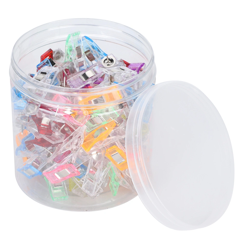 100pcs Small Office Paper Clip Message Board Clamps Plastic Craft with Fixed Pushpin for Photo Scrapbook Random Color