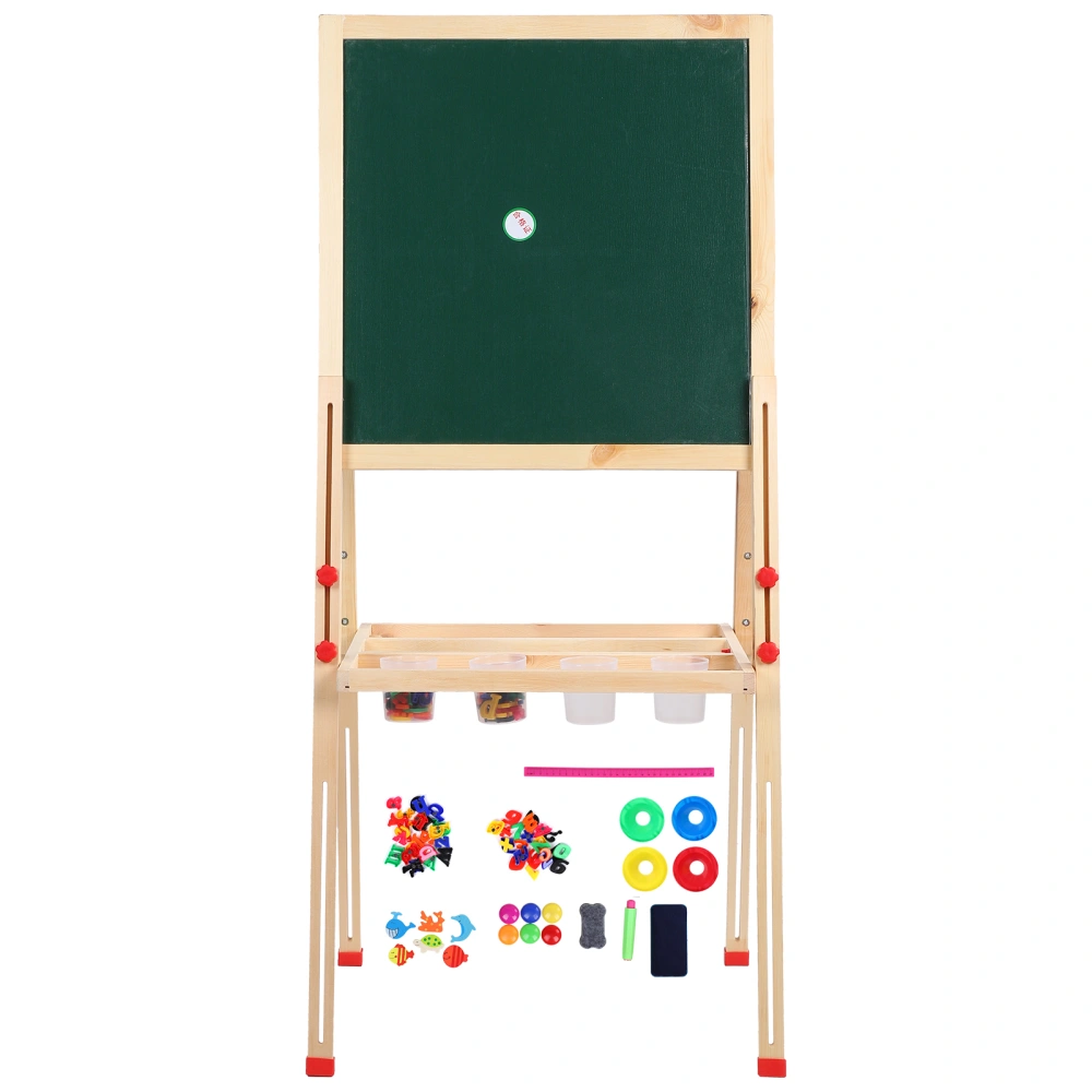 Wooden Kid Easel Double Side Magnetic Chalkboard Adjustable Stand for Drawing Art Painting